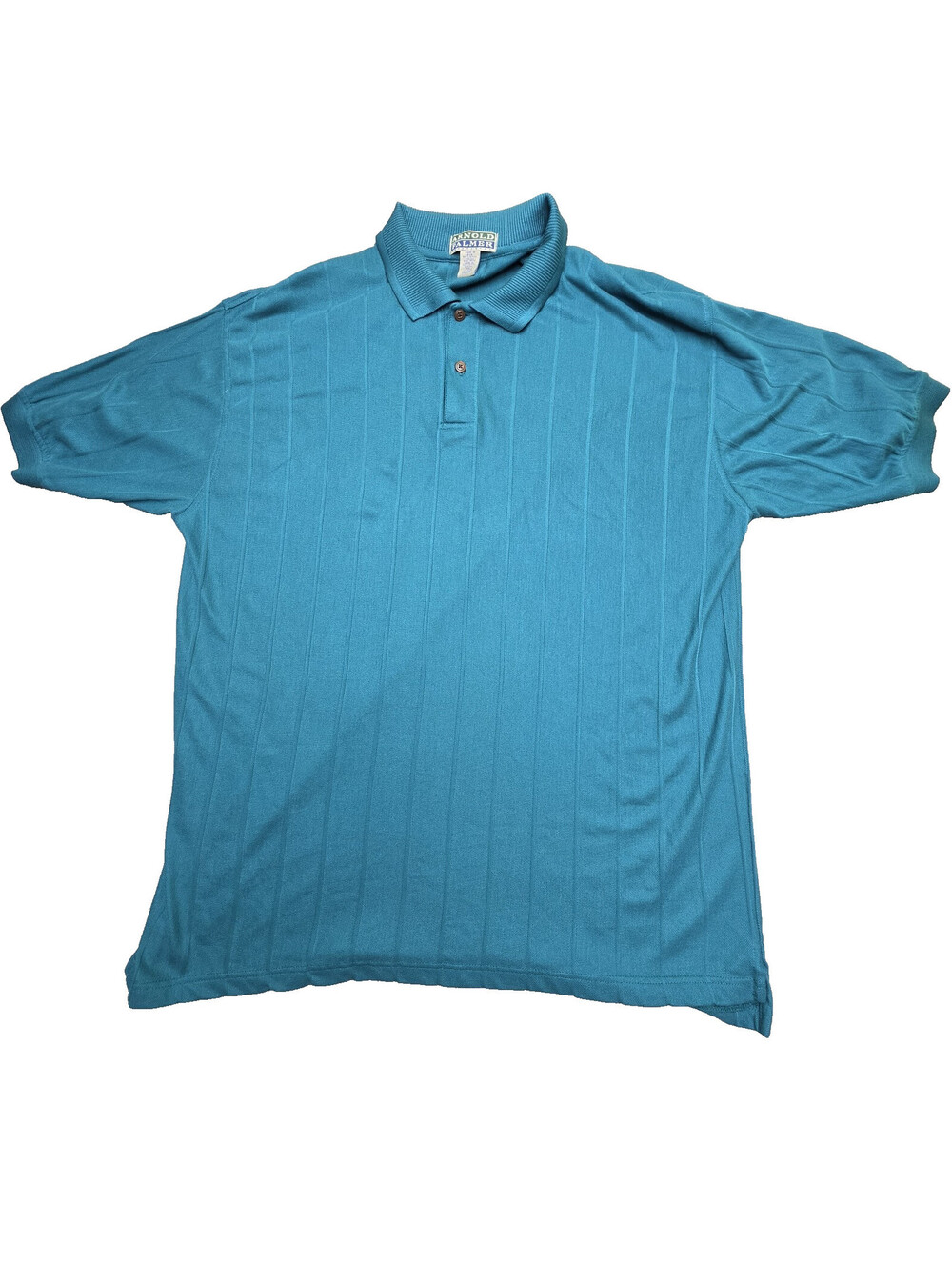 Vintage Arnold Palmer Striped Knit Polo Shirt Mens 2XL Teal Tencel Lyocell USA